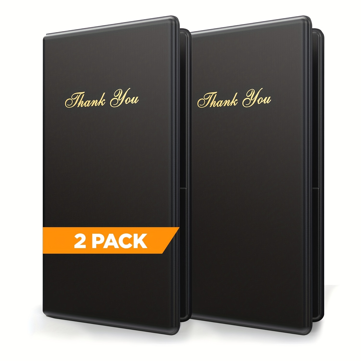 

2pcs 25.4cmx14.0cm Guest Check Card Holder With Golden Thank You Print For Restaurant Bar And Cafe