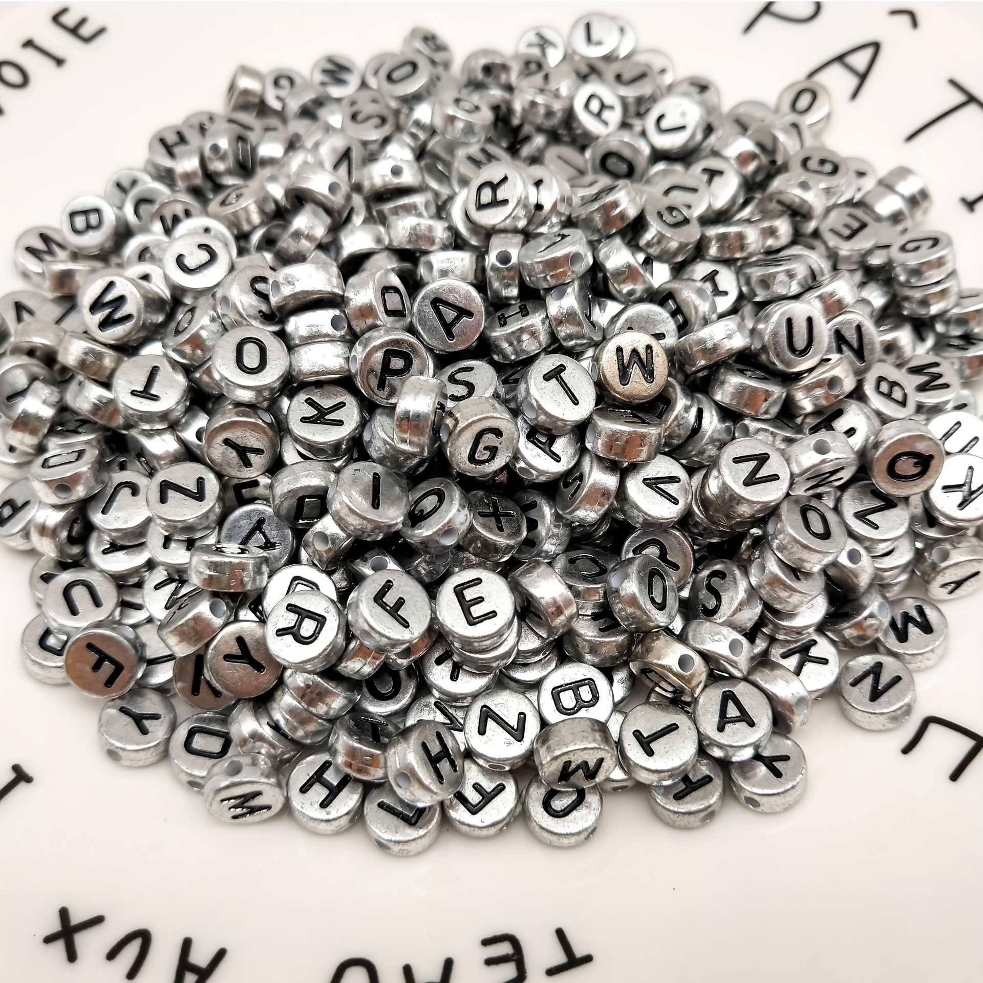 Plating Mixed Letter Acrylic Beads Diy Materials Alphabet - Temu