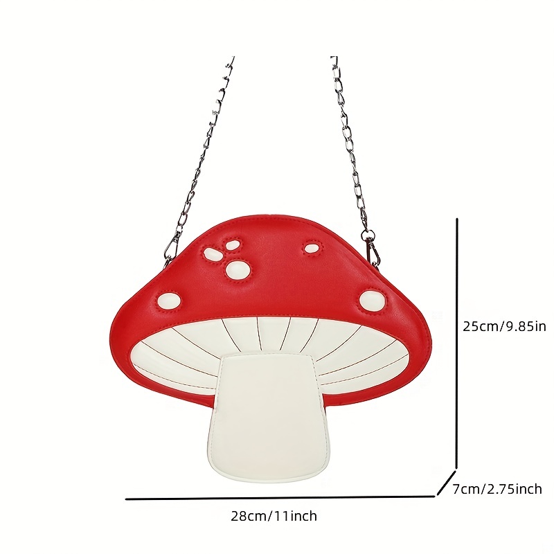 mushroom shaped crossbody bag cute creative chain shoulder bag color contrast novelty purse