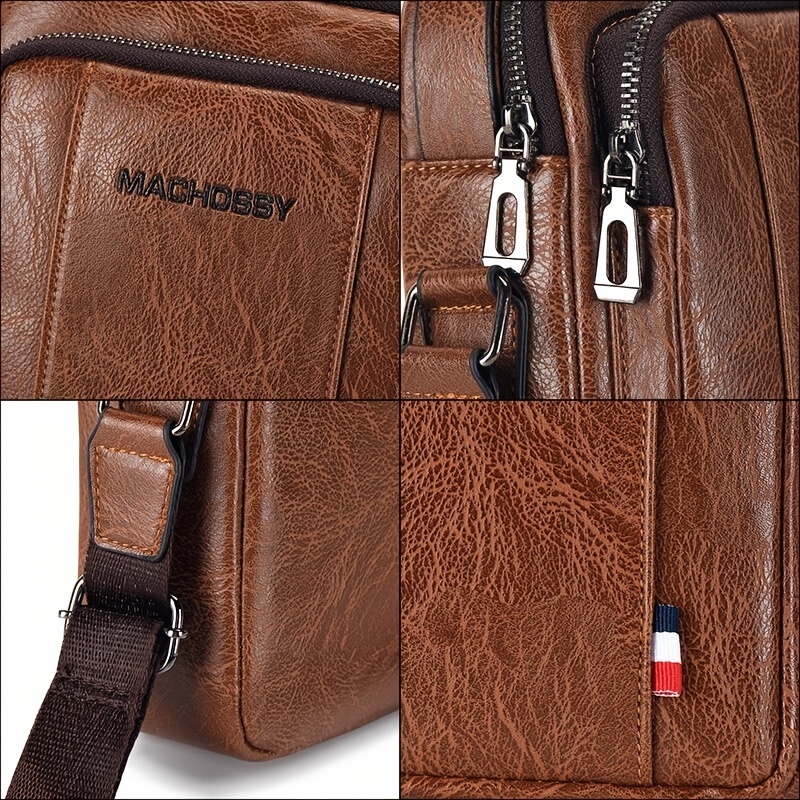 Martucci Black Sling Bag Pu Leather Shoulder Bag for Men/Travel