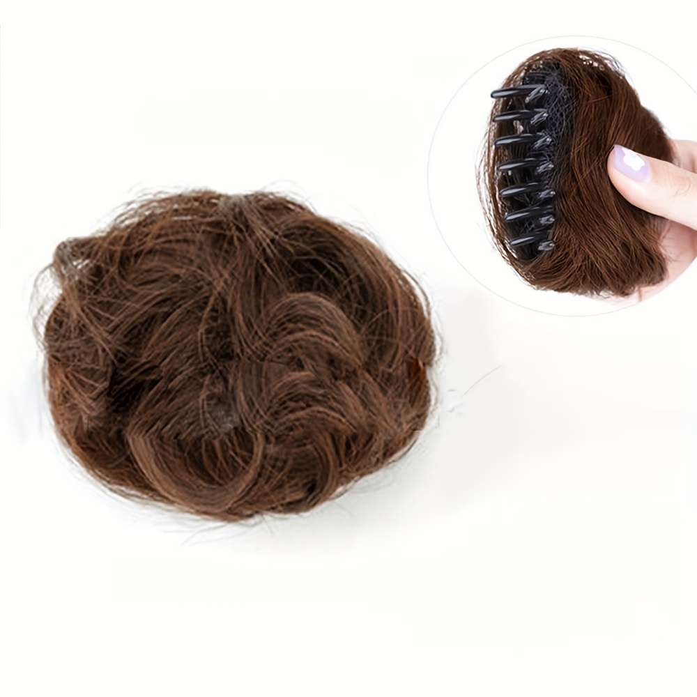 E-shop Dutt-Haarspange für Damen im koreanischen Stil, Dutt-Haarteil, Knospen-Dutt, Halb-Dutt Braut-Haaraccessoire, flauschiges natürliches