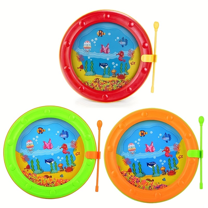 16/12 Inch Ocean Drum Wooden Handheld Sea Wave Drum Percussion Instrument  Gentle Sea Sound Musical Toy Gift for Kids - AliExpress