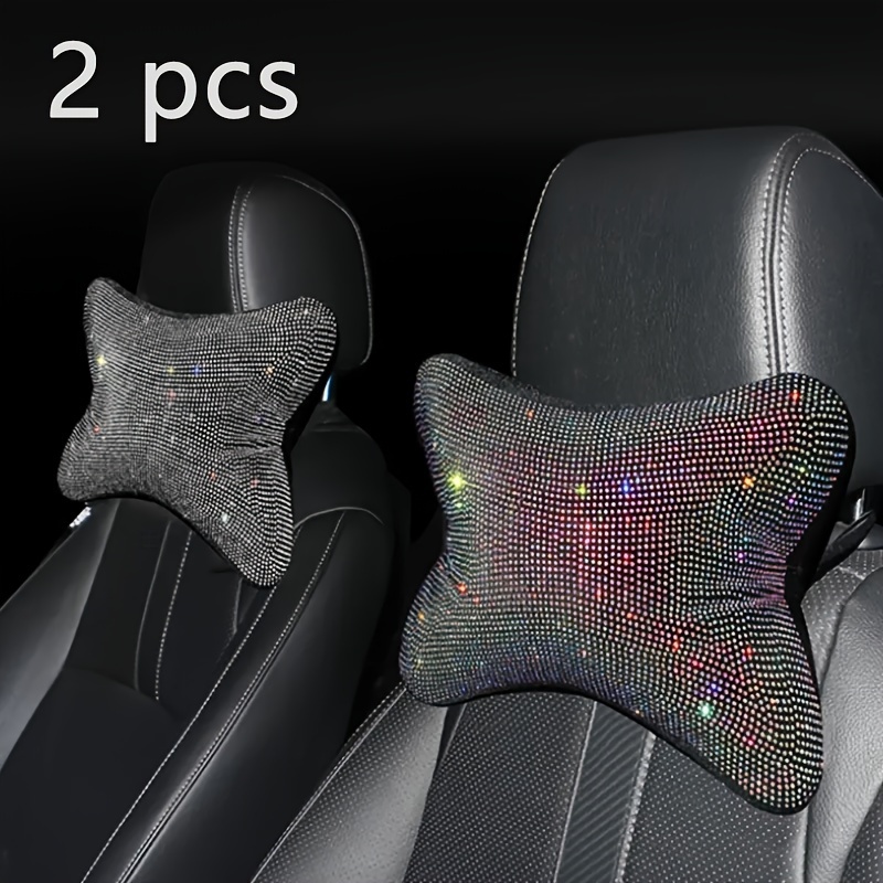 Fashion Rhinestone Crystal Car Neck Pillow Diamond Auto Headrest Waist  Support Pillows Holder Bling Car Interior Accessories