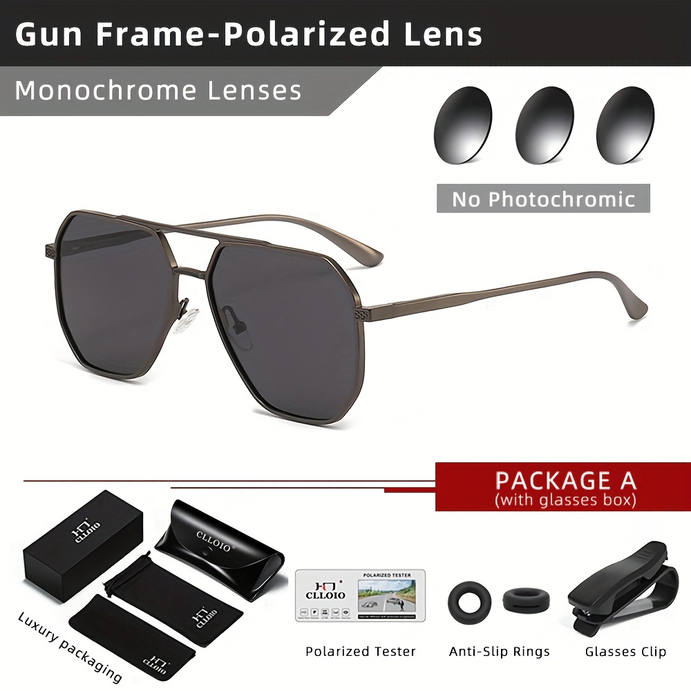 1pc Men's Polarized Photochromic Sunglasses, Aluminum-Magnesium