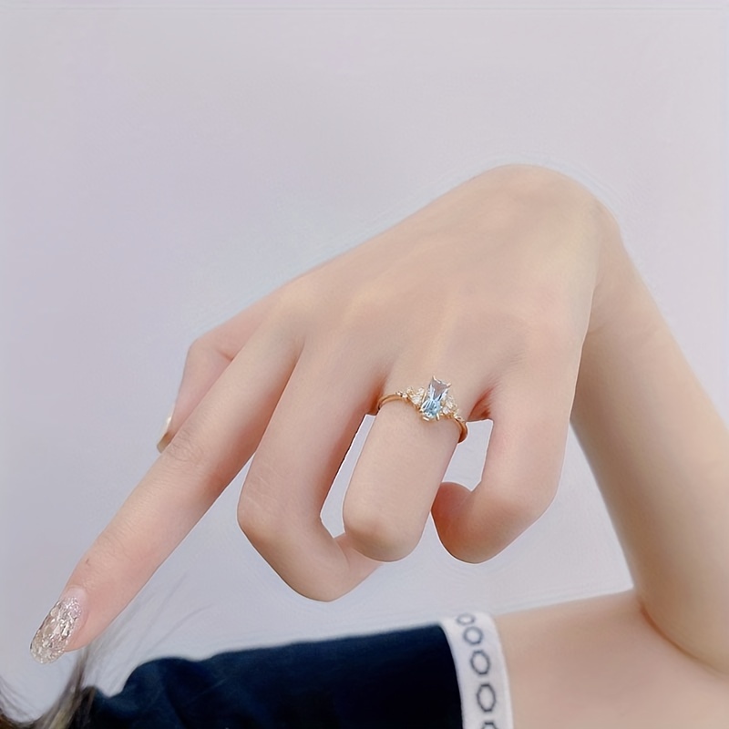 Women's 925 Sterling Silver Geometric Birthstone Ring