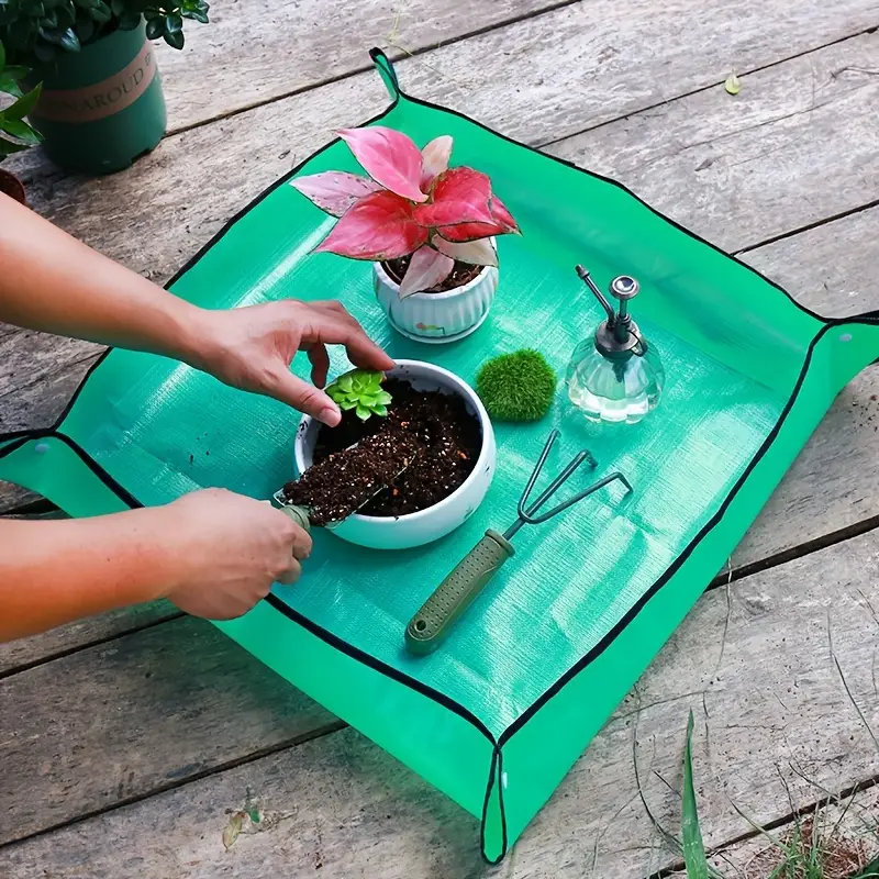 1pc Plant Repotting Mat Indoor Waterproof Foldable Plant Mat Portable Gardening Succulent Soil Changing And Watering Large Square Mat