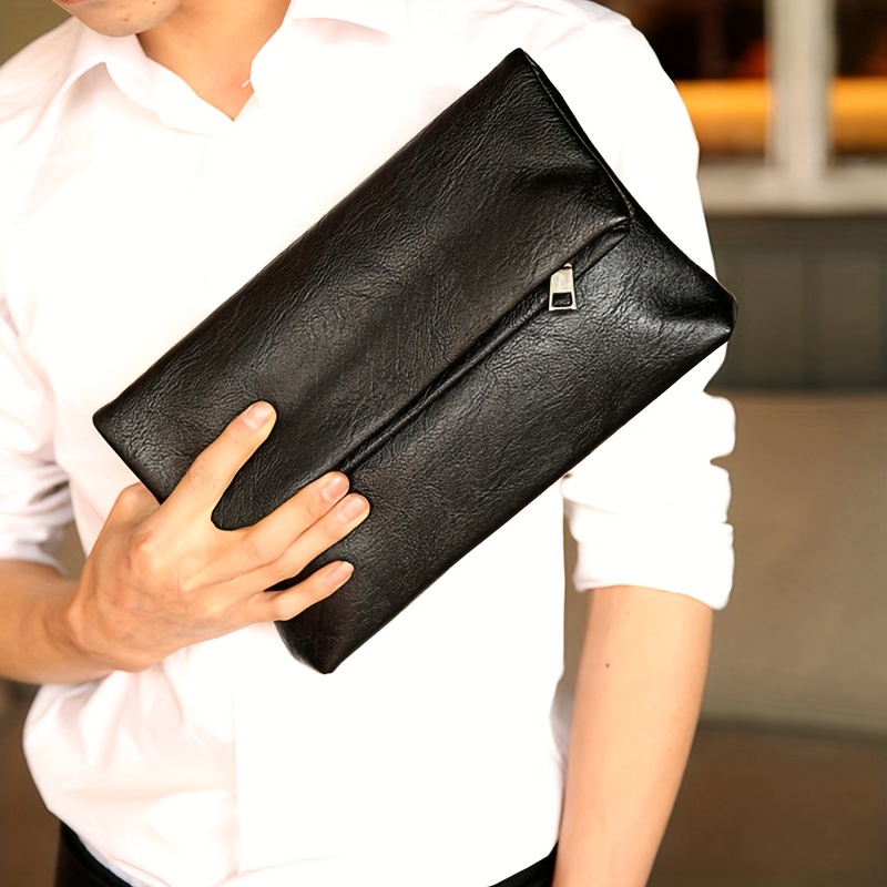 Black Leather Mens Clutch Bag Business Handbag Men Wallet Simple Man Clutch  Purse Big Capacity Men Wallets Folding Bag - AliExpress