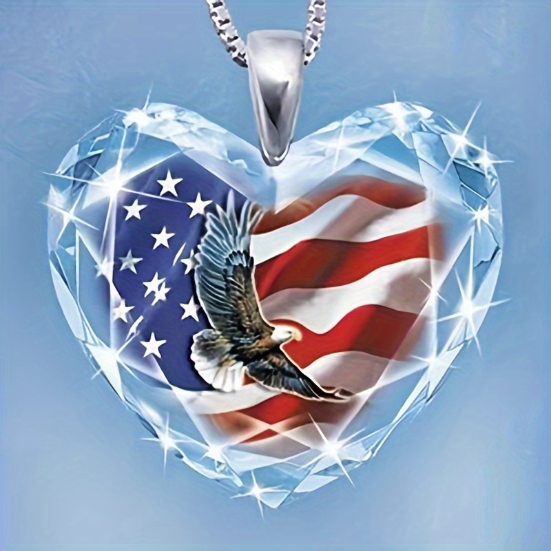 Bird Butterfly Eagle Flag Pattern Artificial Crystal Heart-shaped Pendant  Necklace Gift For Girls Kids Accessories - Temu United Arab Emirates