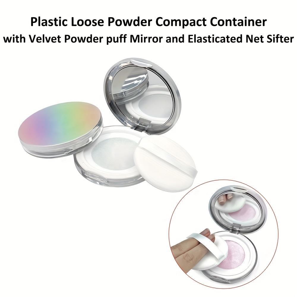 Travel Beauty Makeup Tool Loose Powder Container With Puff/Brush Mirror  Empty Powder Case Bottle Box Makeup Jar Refillable