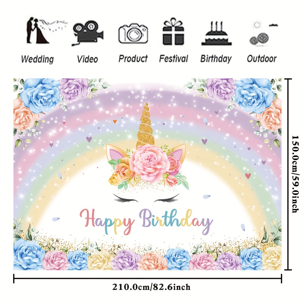 Rainbow Birthday Backdrop Party Decoration Rainbow Colorful - Temu