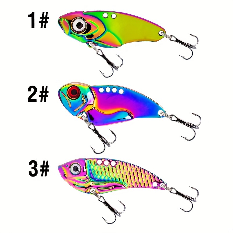 3pcs Simulation Metal Colorful VIB Fishing Lure, Sinking Artificial Hard  Jigbait With 3D Eyes, Spoon Spinner Bait, Fishing Tackle For Bass Walleye  Tro
