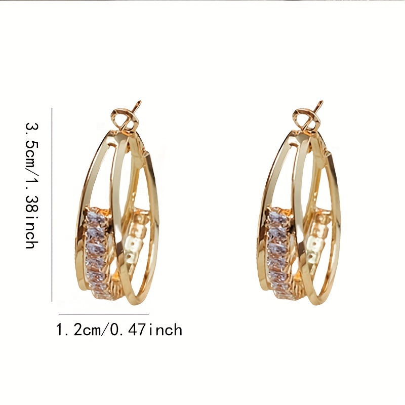 Luxurious Mesh Hoop Earrings Sparkling Golden Alloy 18k Gold - Temu