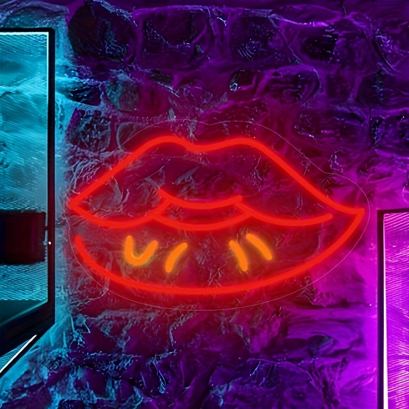 Lips Neon Sign Red Blue White Led Neon Light USB Powered Lips Led Sign for  Bar Pub Party Wall Decor 