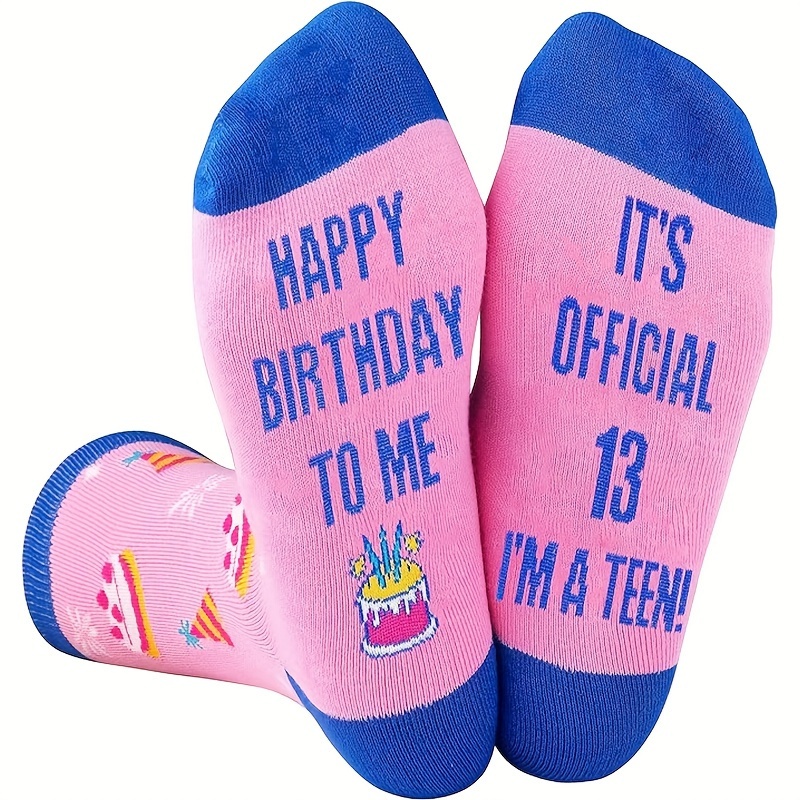 

1 Pair Personality 13th Birthday Gifts Socks For Women, Cute Socks Crew Medium Tube Socks Comfy Socks Gifts, Unique Birthday Gifts For Friends