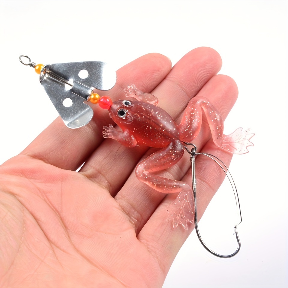 15g/6.5cm Soft Frog Lures Hollow Frog Tail With Noise Spinner