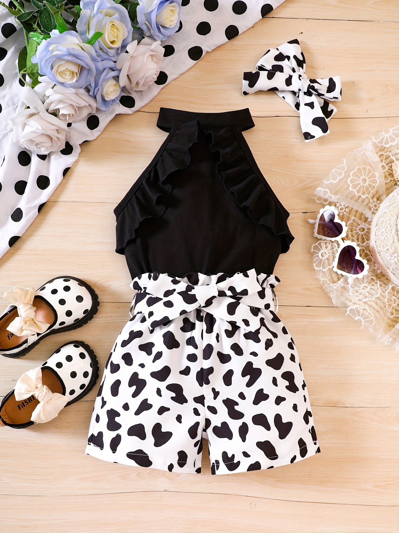 Polka Dot Print Halter Top & Pants Set