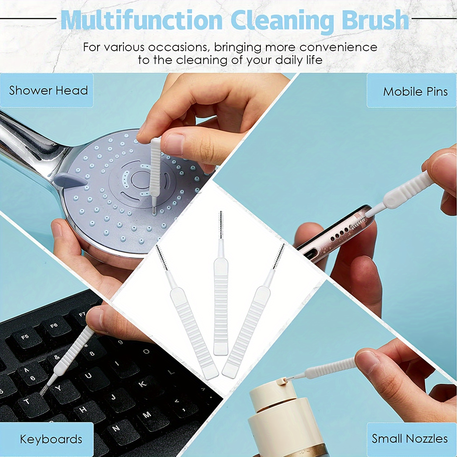 10pcs Cell Phone & Shower Head Cleaning Brush Set With Convenient