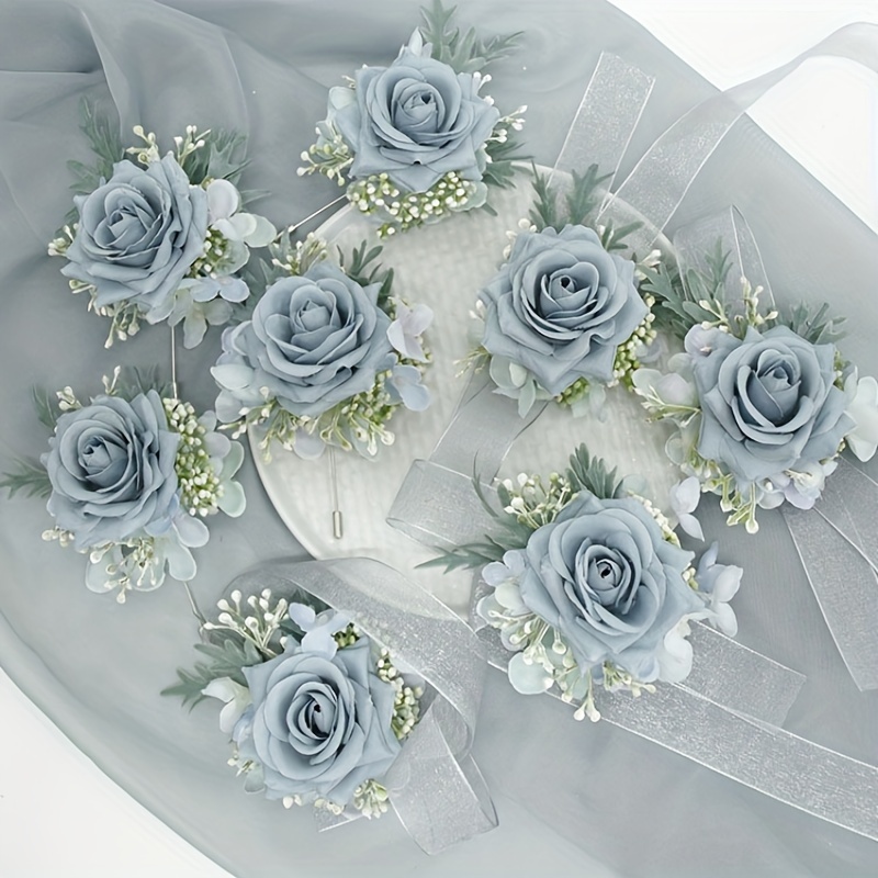 Brooch Flower Corsage Wedding Decor Groom Boutonniere Bridal Best Man Silk  Rose Flower Suit Boutonniere for Wedding Decoration