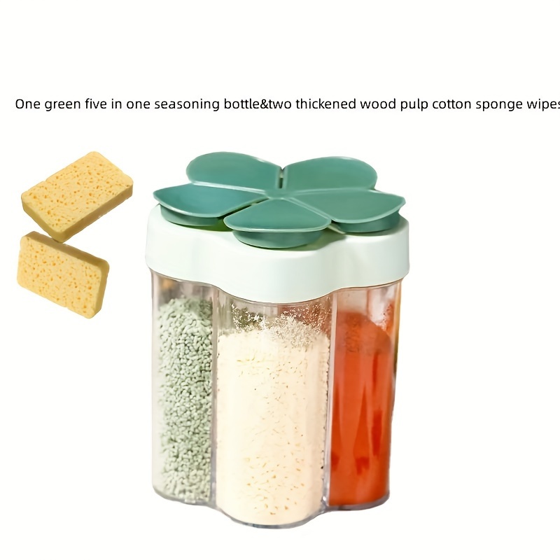 5-in-1 Spice Bottle Set (1 Spice Bottle & 2 Thickened Wood Pulp Cotton  Sponge Wipes), Household Sealed Moisture Resistant Spice Jar For Outdoor  And Home - Temu