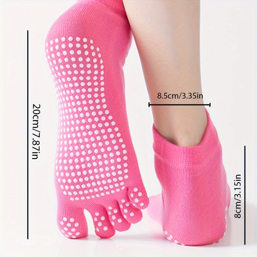 2 Pairs Yoga Socks For Women With Grips, Non-slip Five Toe Socks For  Pilates, Barre, Ballet, Fitness