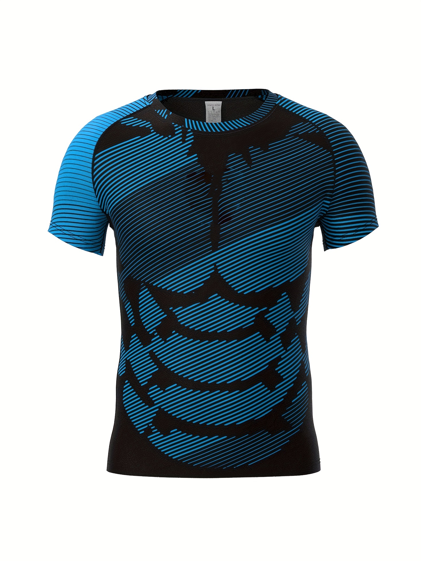 Men's Fashion Stripes Print Compression T shirt Quick Drying - Temu