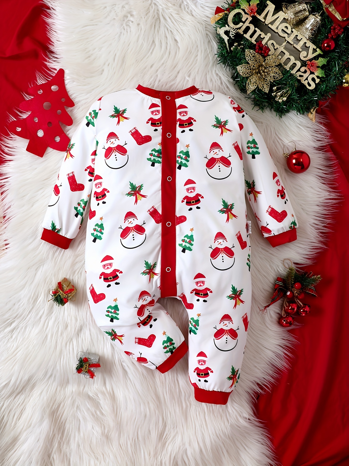 Girl's Christmas Plaid Santa Claus Pattern Imitation Denim - Temu