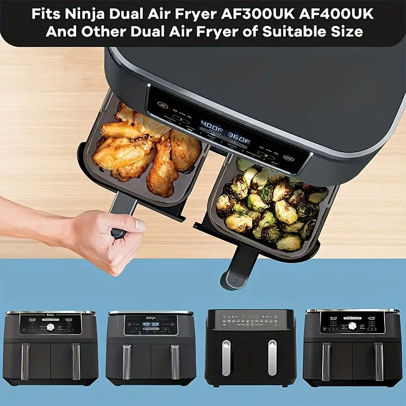 Air Fryer Silicone Liners-2Pcs for Ninja Dual Dz401 Dualzone,Air Fryer -  ATGRILLS
