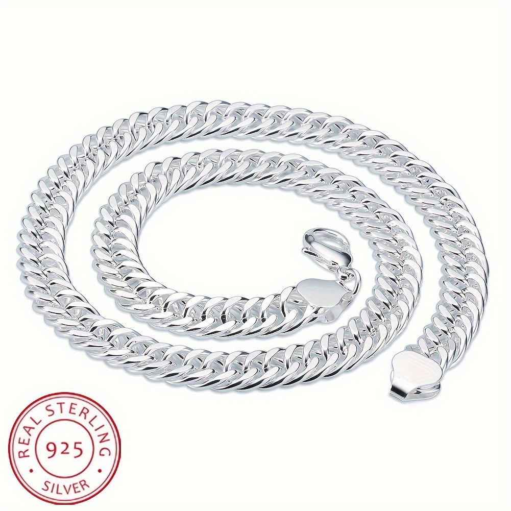 Stylish 925 Sterling Silver Cuban Chain Necklace Men Woman - Temu United  Kingdom