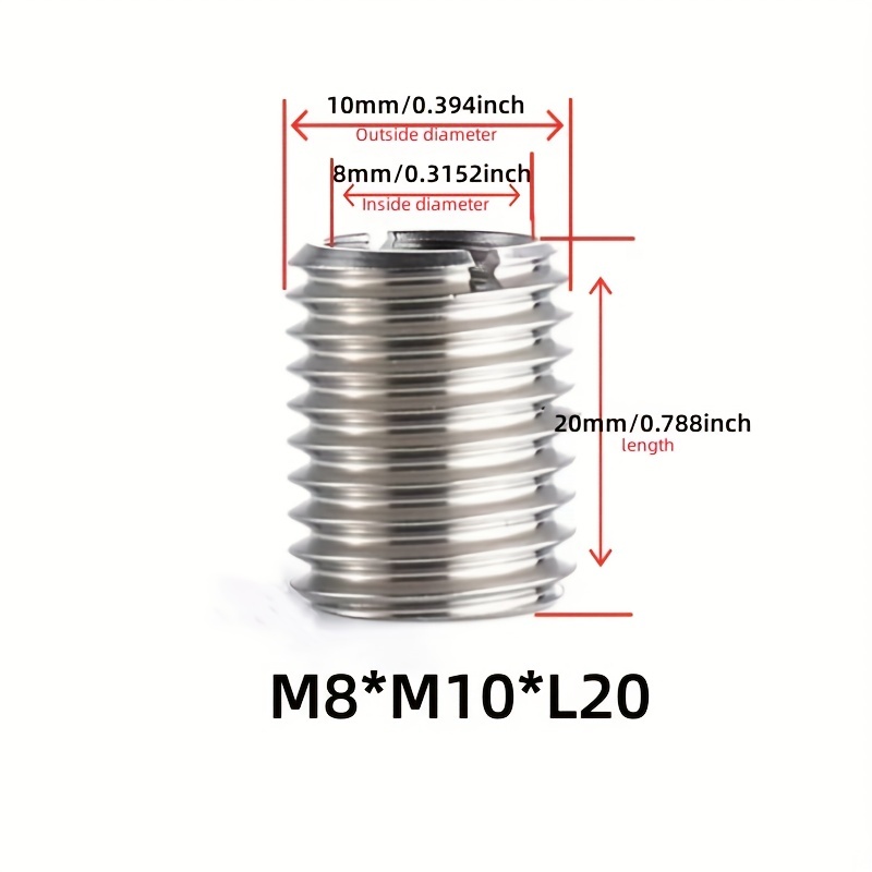 Through Tapped Thread Repair Inserts M8 x 20mm (M12-M8)