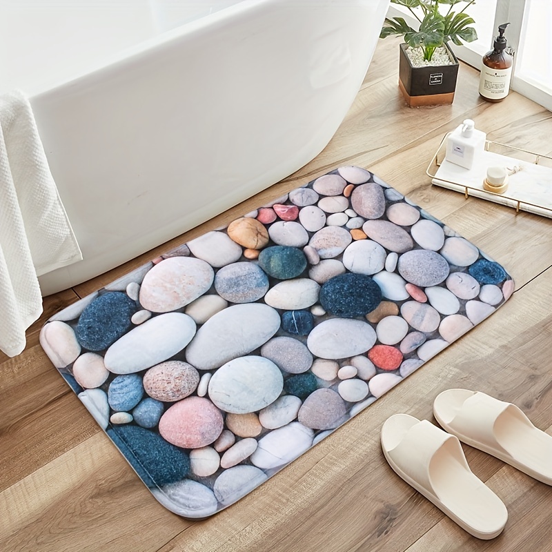 Pebble Pattern Bath Rug Flannel Soft Non slip Bath - Temu