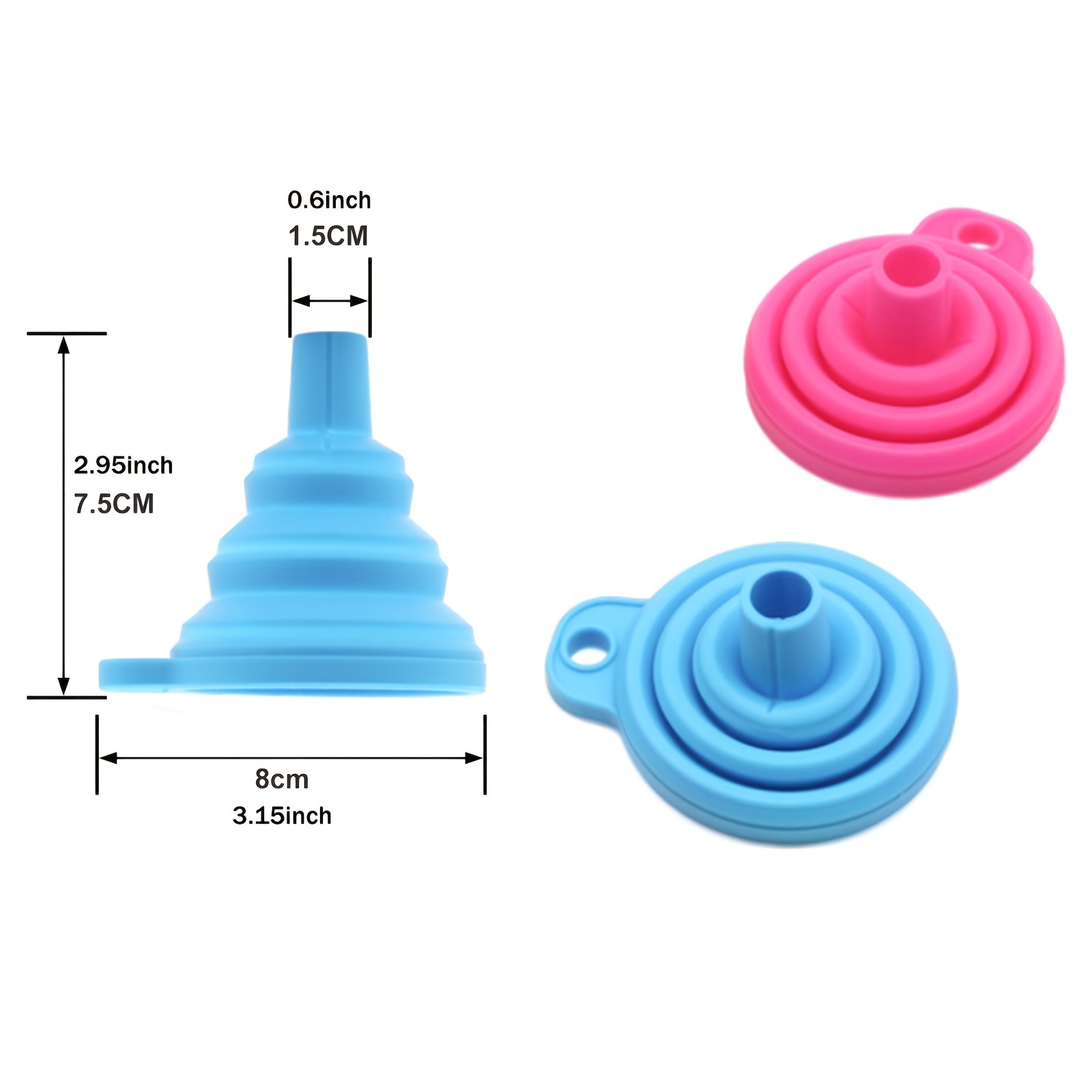 2 Pack Silicone Collapsible Funnel Foldable Kitchen Funnel Diamond Painting  Tools Funnel Convenient for Water Bottle Oil Liquid Powder Transfer Food  Grade (Round Mouth Opening) 