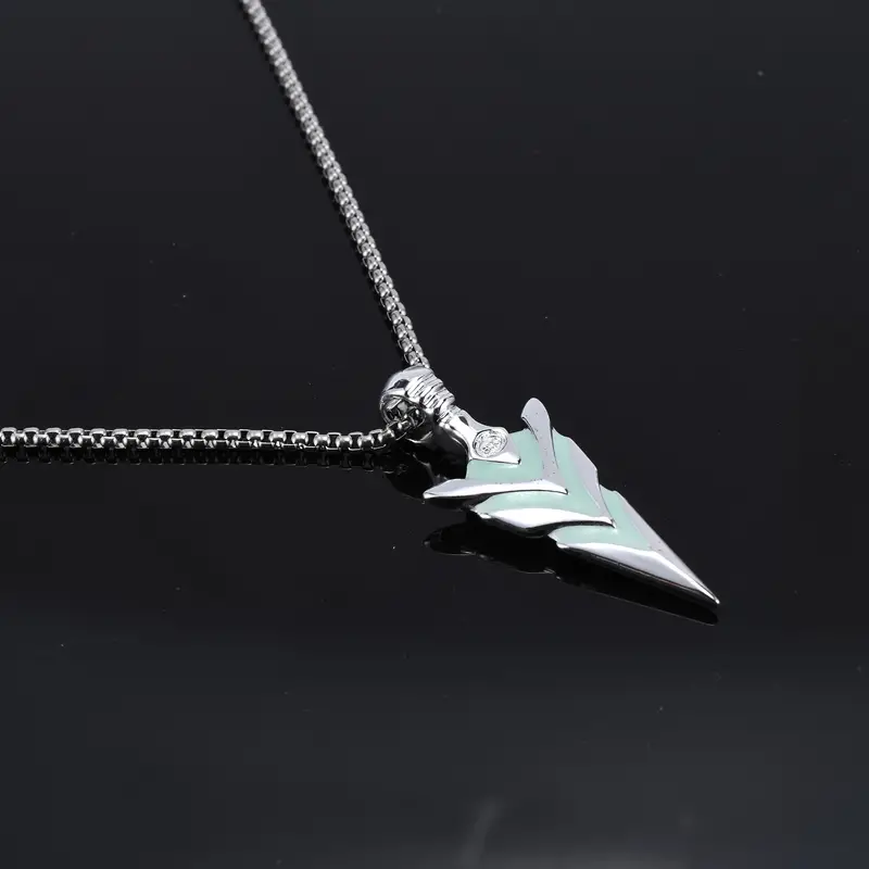 new blue vintage arrow luminous pendant necklace details 2