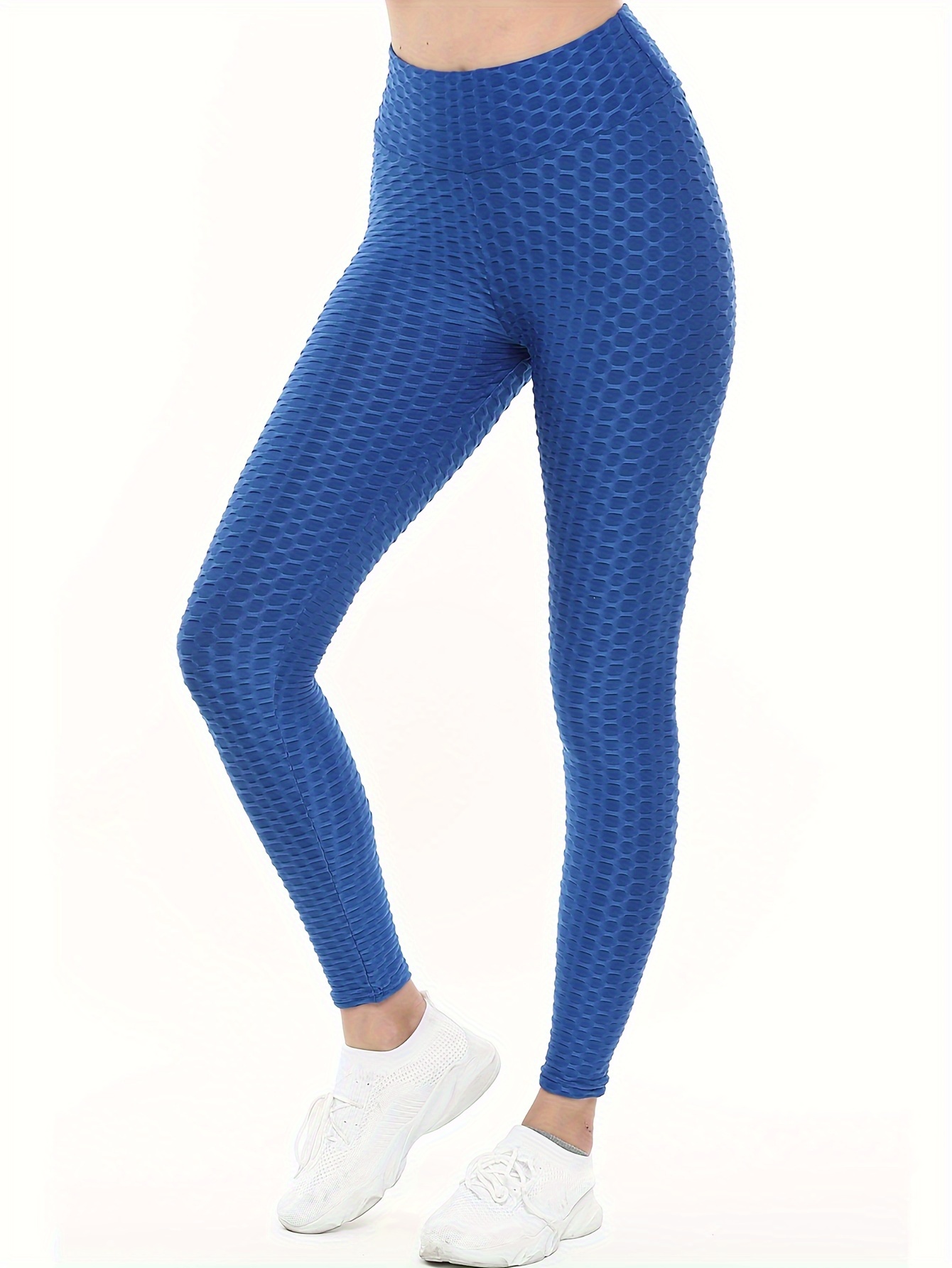 Fashion Honeycomb Yoga Sports Pants Solid Color High Waist - Temu