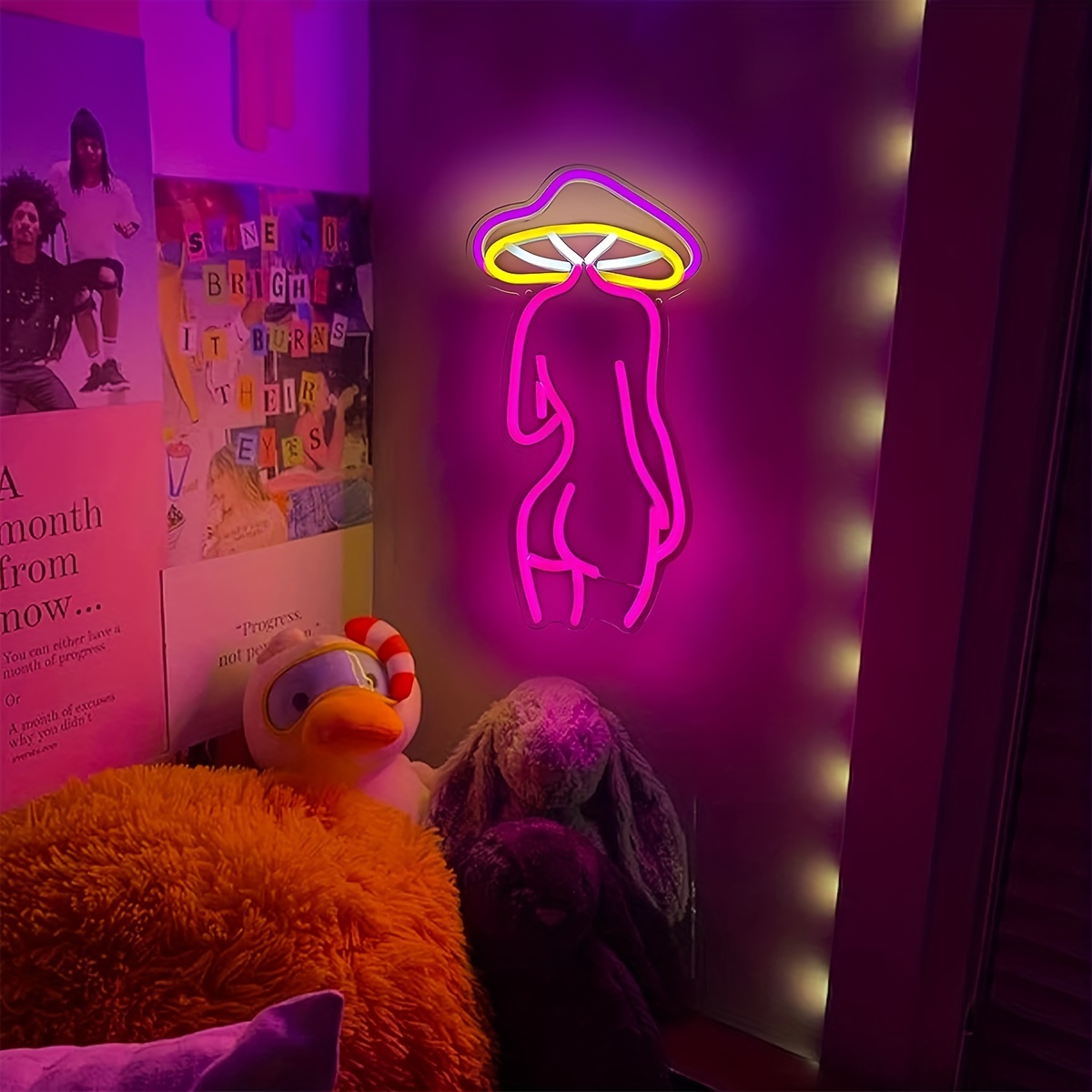Mushroom Lady Neon Led Night Light Usb Connect Sign Man Cave - Temu