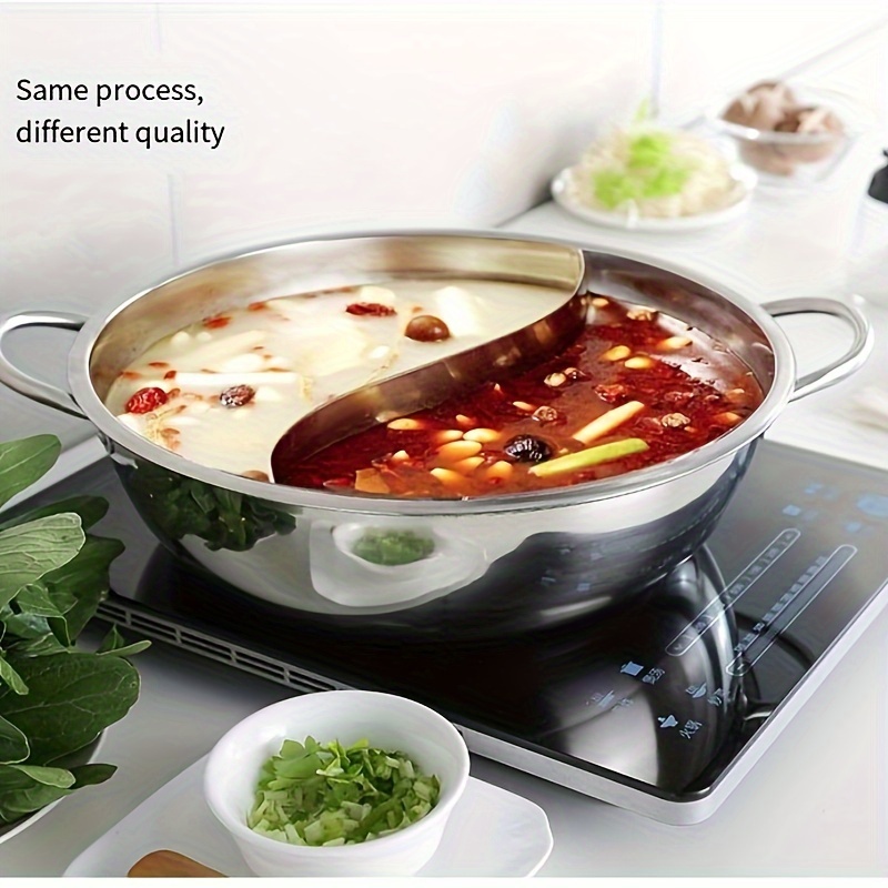 Electric Hot Pot with Divider, Large Shabu Shabu Hotpot Pot with  Temperature Con