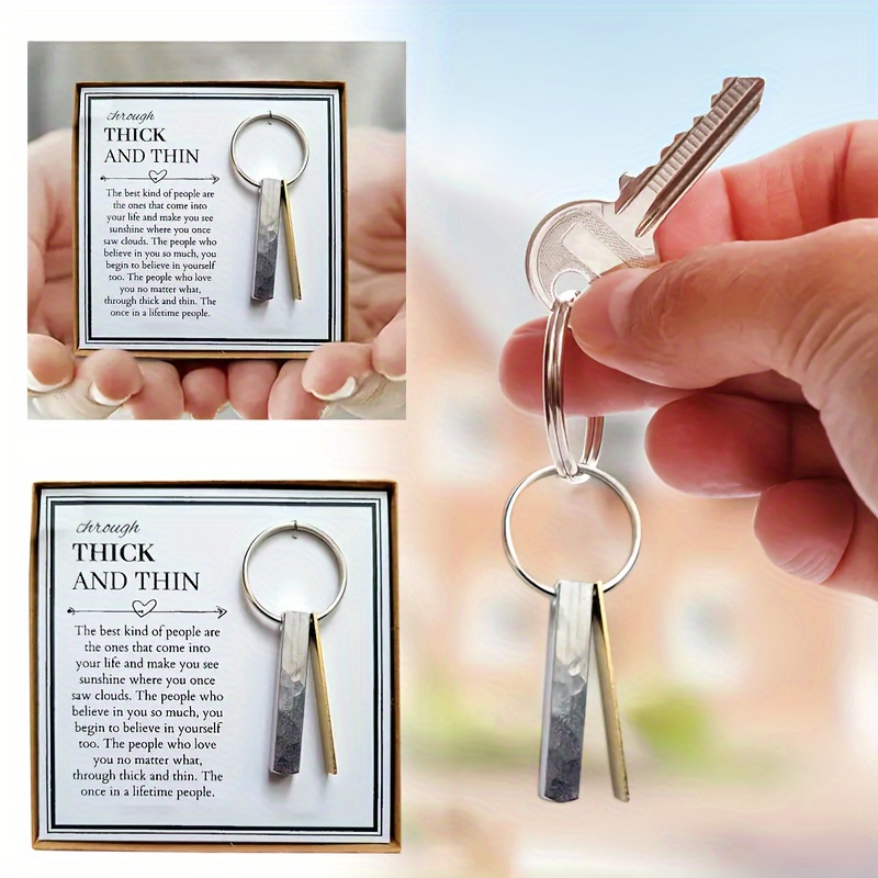 

1pc, Thick And Thin Friendship, Exquisite Letter Keychain With Gift Box With For Couple, Perfect Birthday Gift, Holiday Gift
