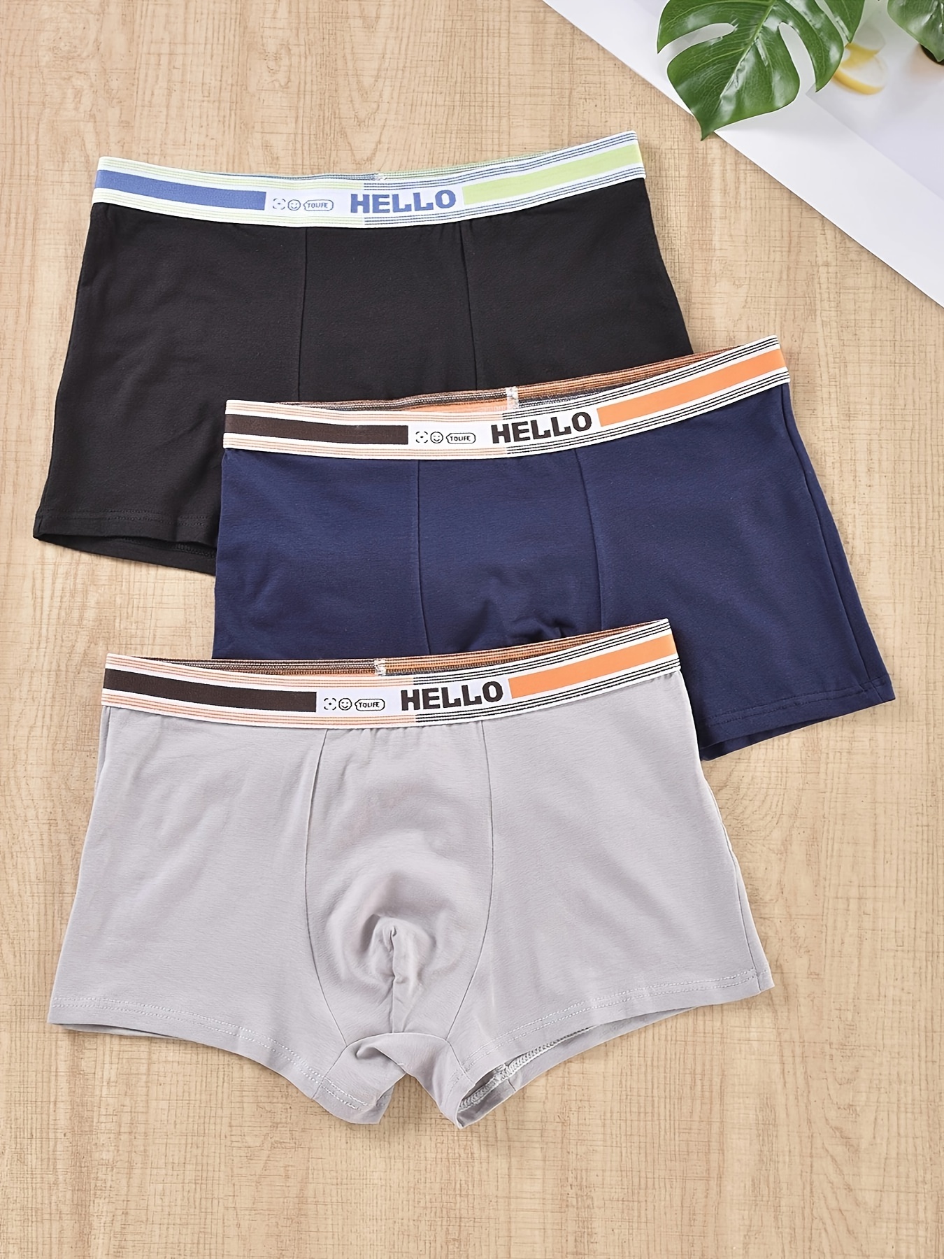 Men's Fashion Hello Print Breathable Soft Comfy Boxer Briefs - Temu Canada