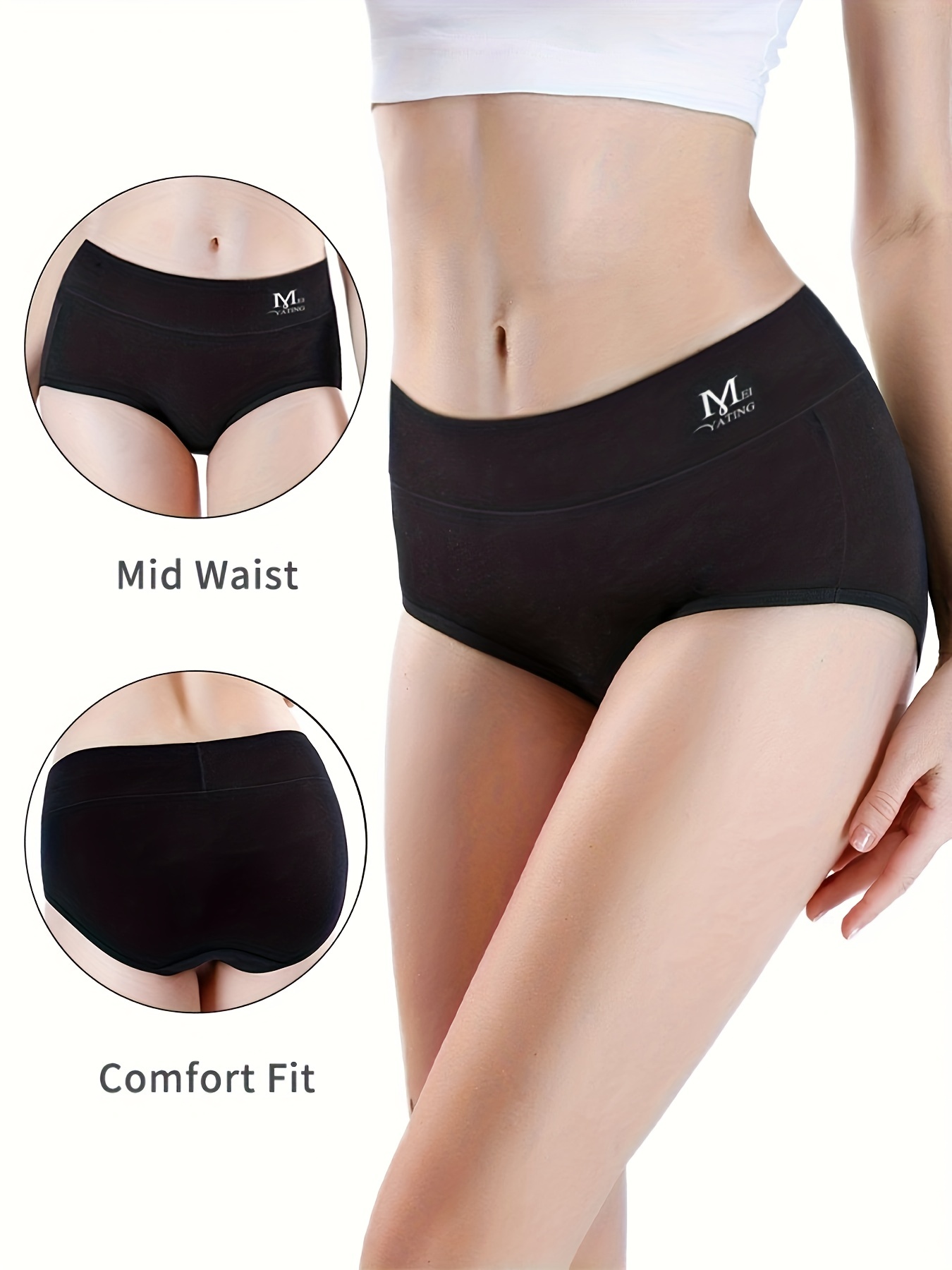 High Waisted Underwear Women Soft Breathable Cotton Panties - Temu