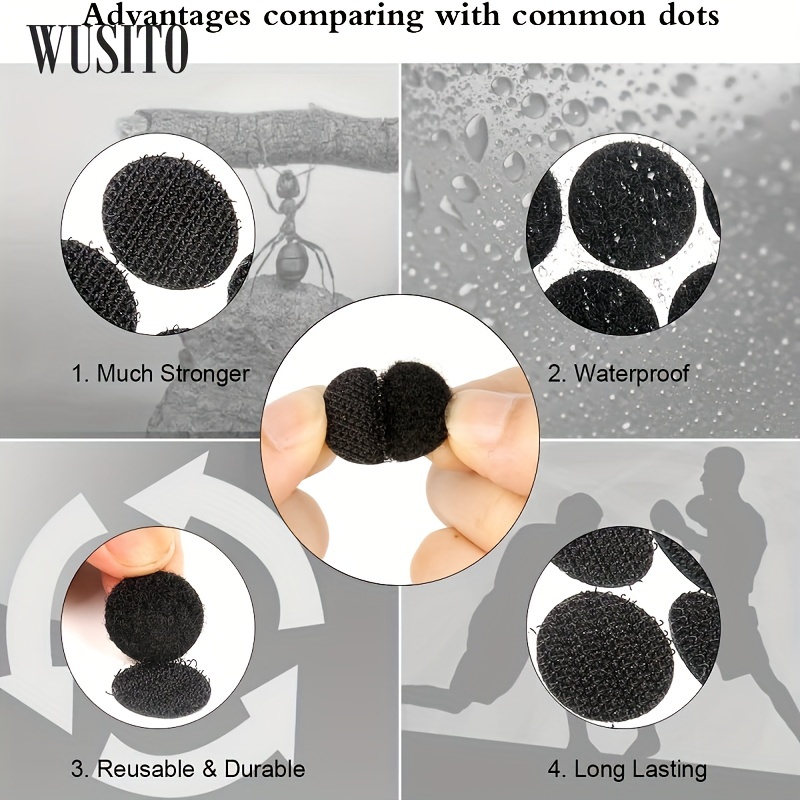  Self Adhesive Dots, Strong Adhesive 400pcs(200 Pairs) 0.59  inch Diameter Sticky Back Hook Nylon,Loop Strips with Waterproof Sticky  Glue Tapes for Classroom, Office, Home(Black) : Arts, Crafts & Sewing
