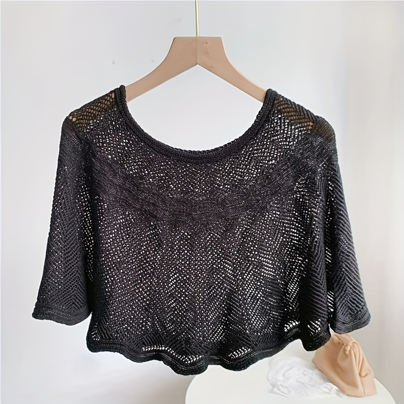 Knitted Shawl Wavy Edge Solid Wrap Cape