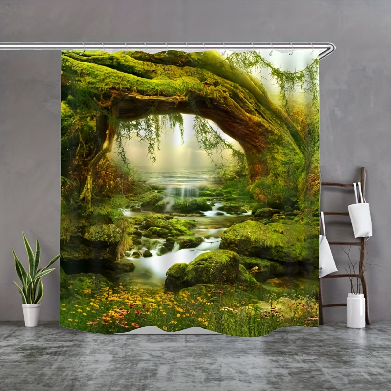 Fantasy Green Tree Shower Curtain Forest Fairy Tales - Temu