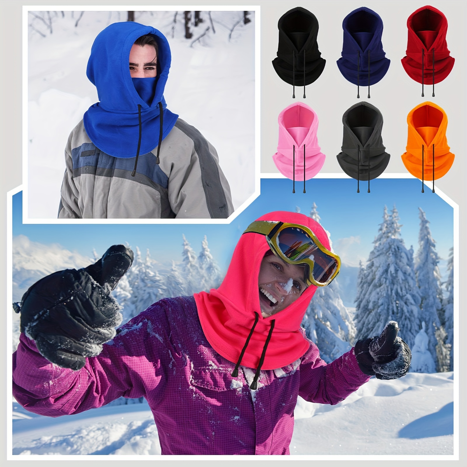 Masque de ski Polaire d'hiver Polaire thermique Cagoule Moto Vélo Masque  Facial Pour COURIR, Skier, Snowboard