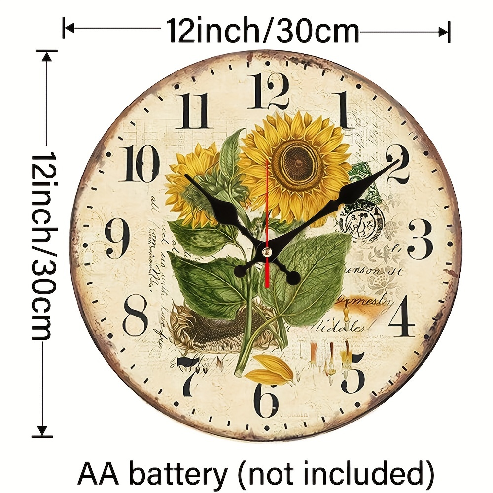 Reloj de Pared Vintage de madera con flores color aguamarina