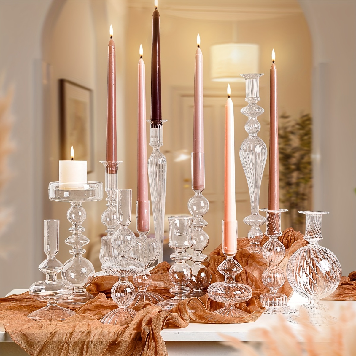 Glass Candle Stick Holder - Temu