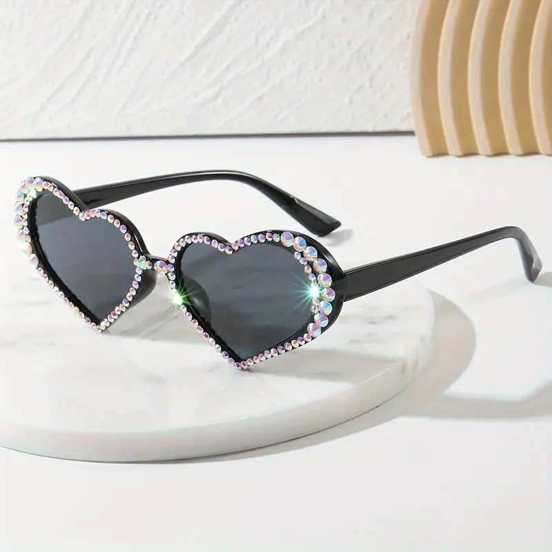 Heart Shaped Sunglasses Women Y2k Candy Color Bling - Temu