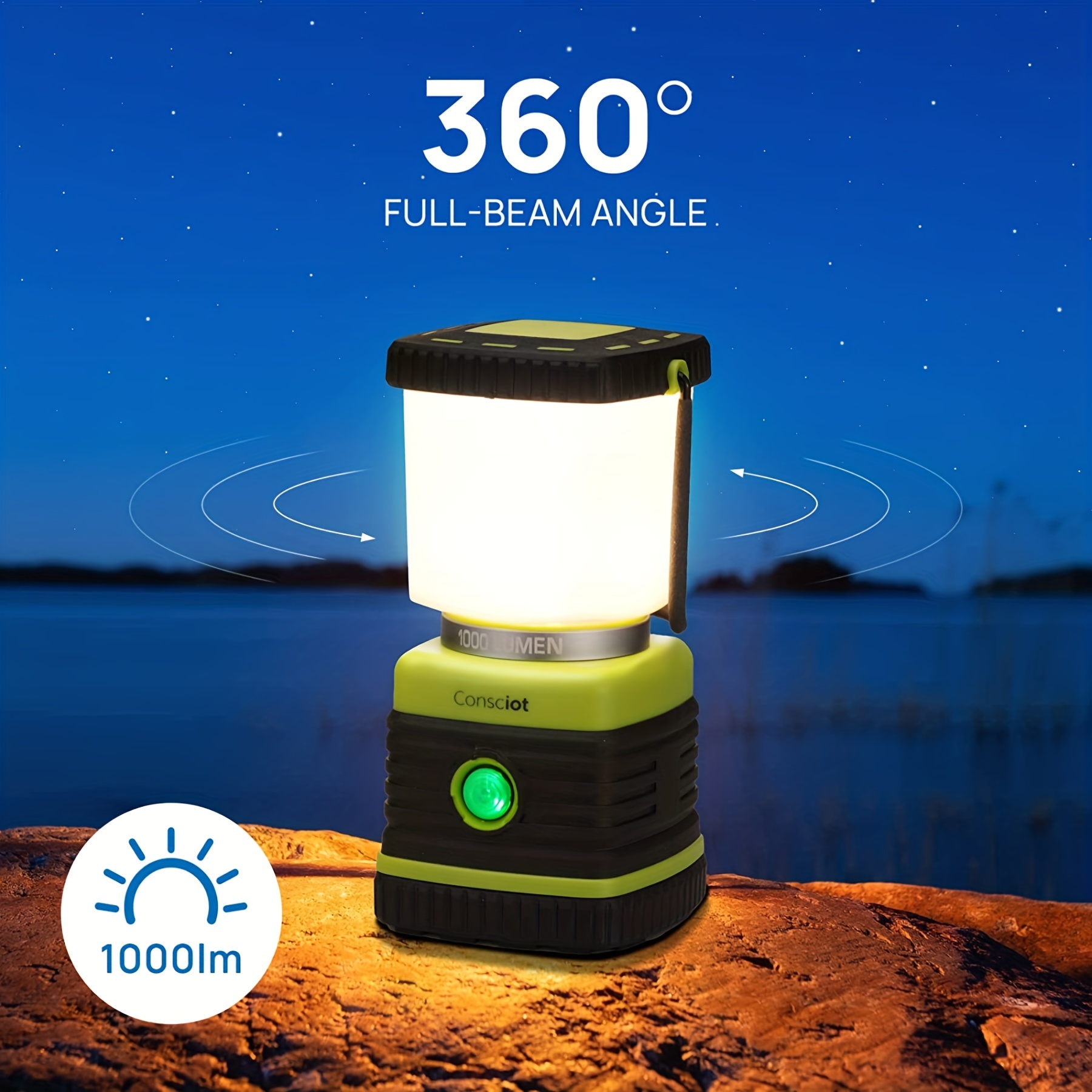 LE LED Camping Lantern, Battery Powered LED with 1000LM, 4 Light Modes,  Waterproof Tent Light, Perfect Lantern Flashlight for Hurricane, Emergency