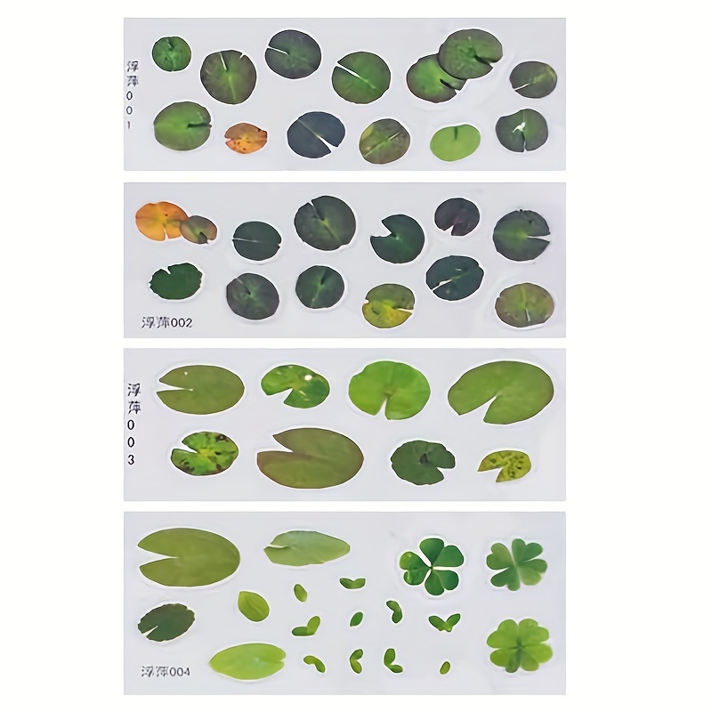 

4pcs 3d Resin Goldfish Leaves Duckweed Koi Pond Clear Film Sticker Resin Decorative Sticker Diy Painting Resin Decorative Stickers