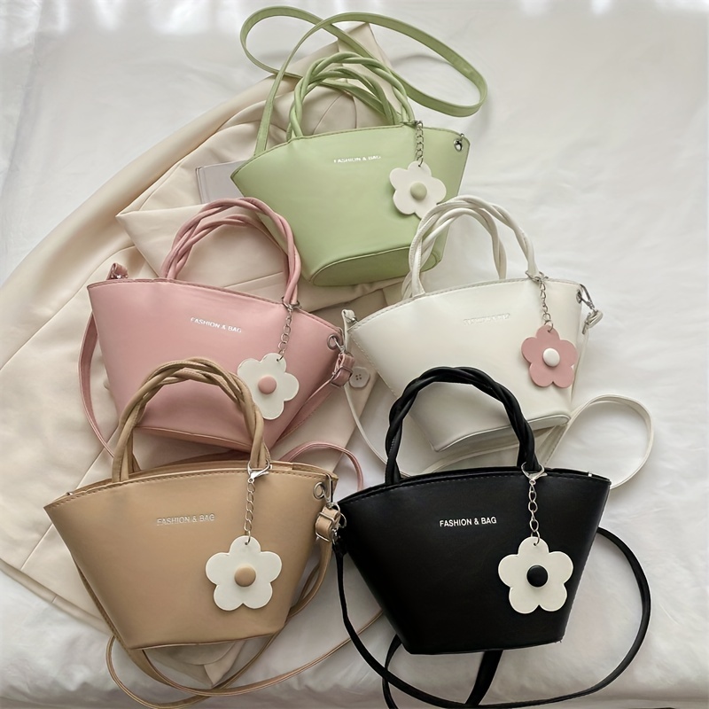 Solid PU Leather Crossbody Bag Zipper Girl's Handbag