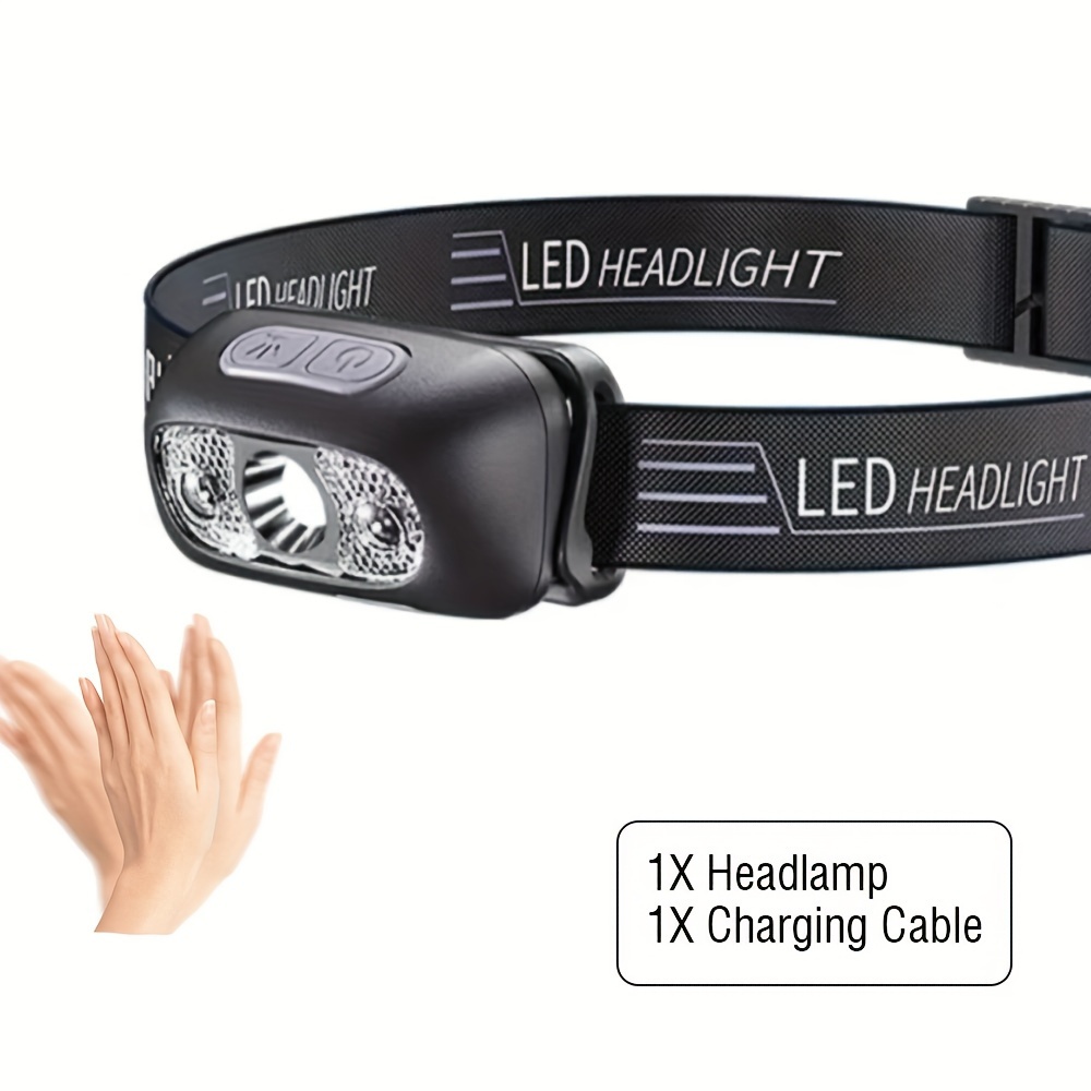 Mini Rechargeable Induction LED Headlamp 300lm Body Motion Sensor