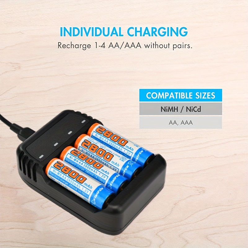 Chargeur de batterie LCD 8 emplacements compatible avec les piles  rechargeables Aa & Aaa C D